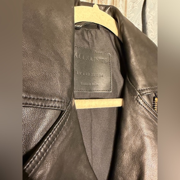 All Saints Elora Black Leather Biker Jacket - Picture 7 of 9